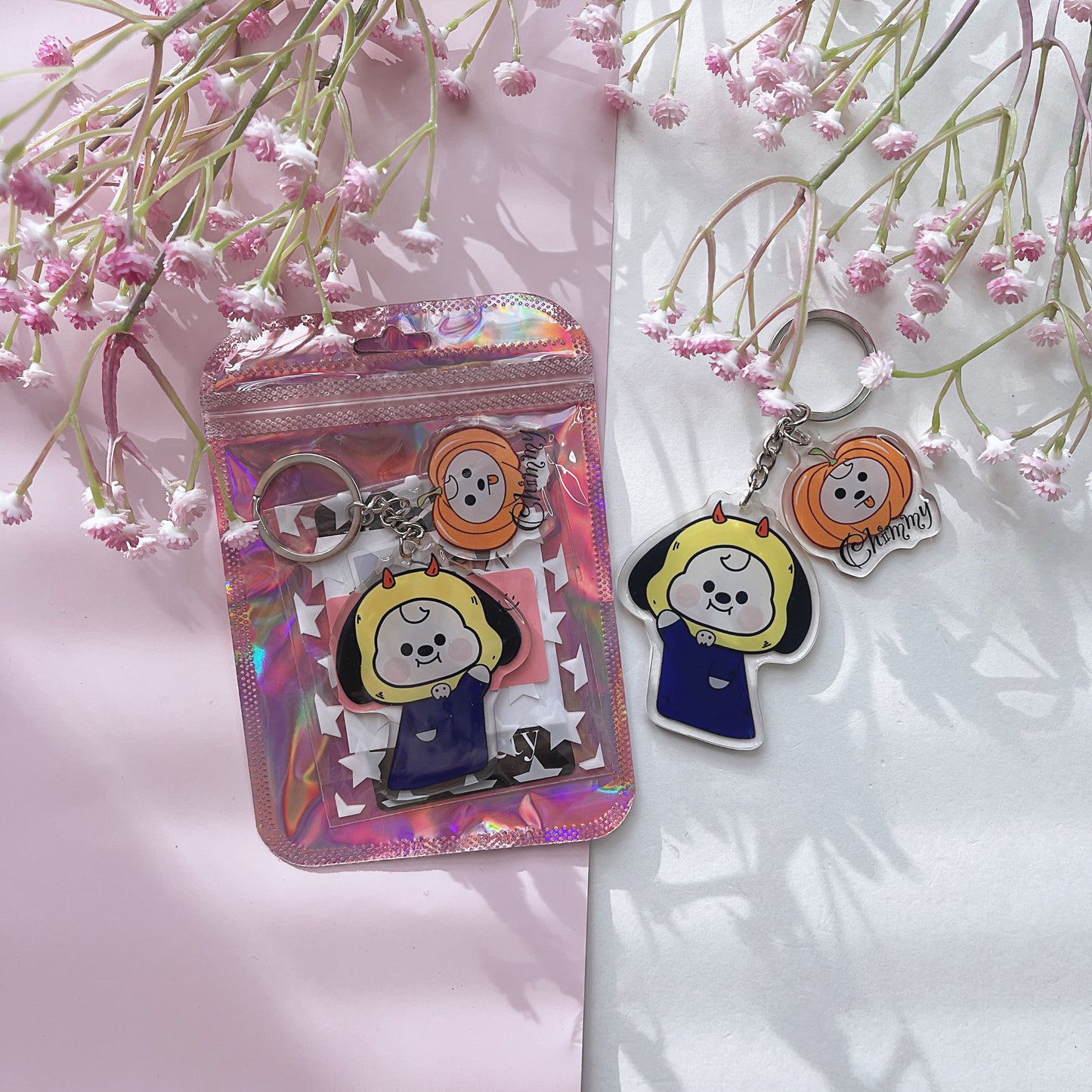 BT21 Park Chimmy Keychain Halloween 2 piece themed bts keychain Jimin bts army fan gift bt21 chimmy keychain Jimin face keychain
