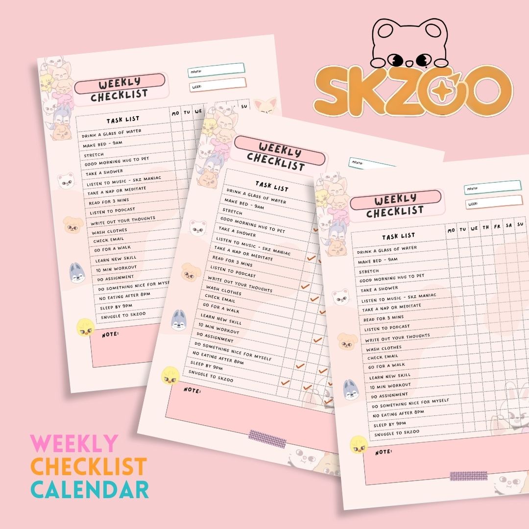 kpop straykids skzoo weekly digital planner checklist tsuvishop