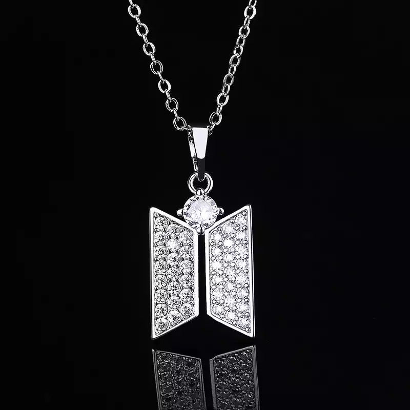 kpop bts army diamond silver necklace logo korean bangtan jewellery tsuvishop kpopstore