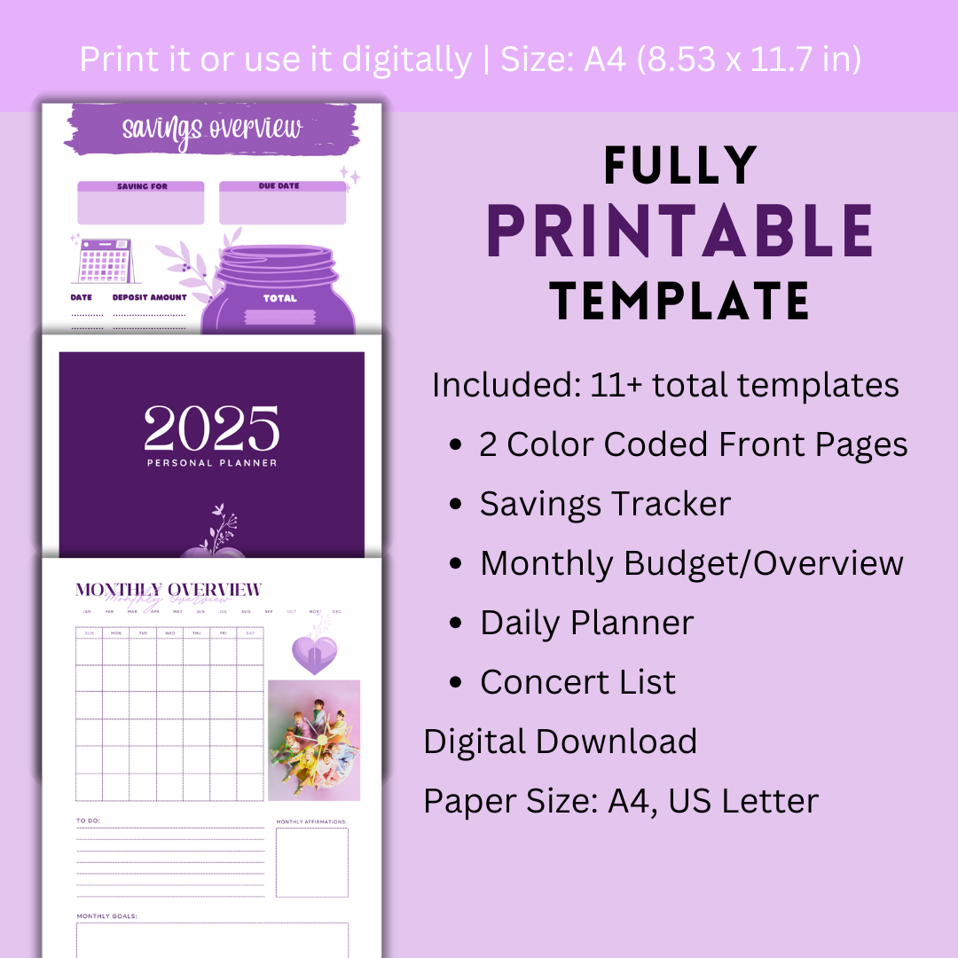 BTS Army Comeback Planner bundle & Savings Plan Digital Planner Tsuvishop Kpop Shop