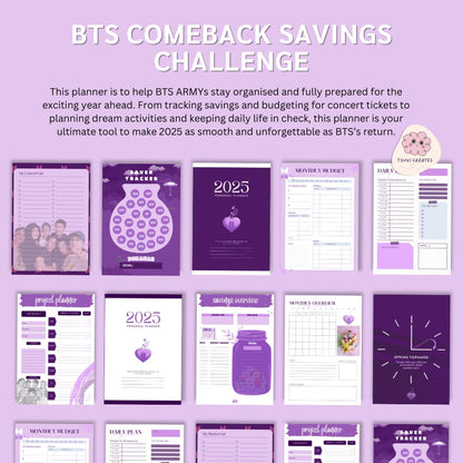 BTS Army Comeback Planner bundle & Savings Plan Digital Planner Tsuvishop Kpop Shop