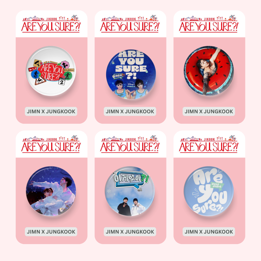 BTS Jimin x Jungkook Are You Sure Button Pin Badge (1.5" Diameter) Tsuvishop Kpop Store