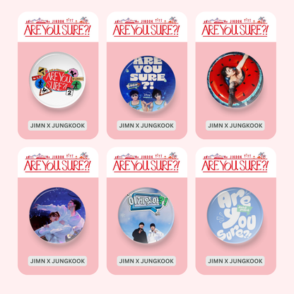 BTS Jimin x Jungkook Are You Sure Button Pin Badge (1.5" Diameter) Tsuvishop Kpop Store