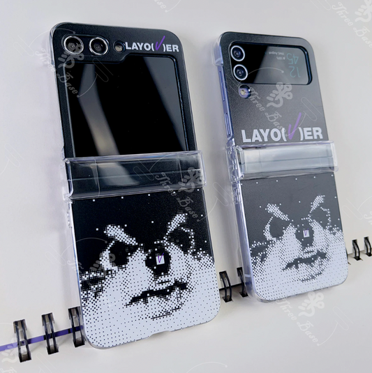 BTS Taehyung Layover Samsung Galaxy Zflip 5/4/3 Phone case with a transparent slot for photocard, BTS Phonecase for Taehyung army fan gift