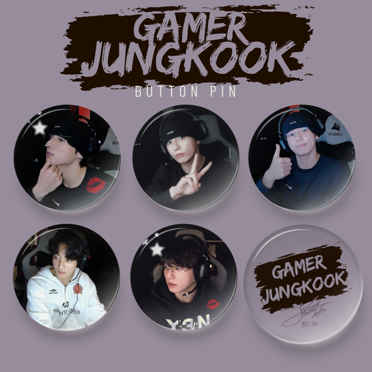 Gamer BTS Jungkook Button Pin Badge (1.5" Diameter)