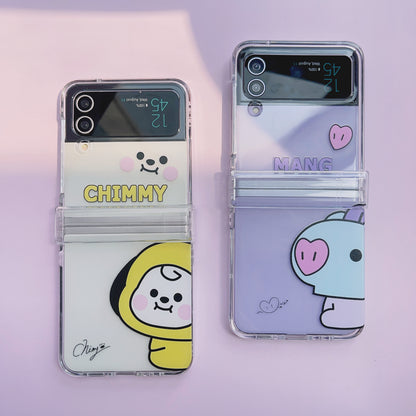 Tsuvishop BT21 Phone case Samsung Galaxy Zflip 5 / 4 / 3 BTS phone case kpop custom bt21 bangtan phonecase gift for army fans, case tata, meng, chimmy, cookie, koya, RJ