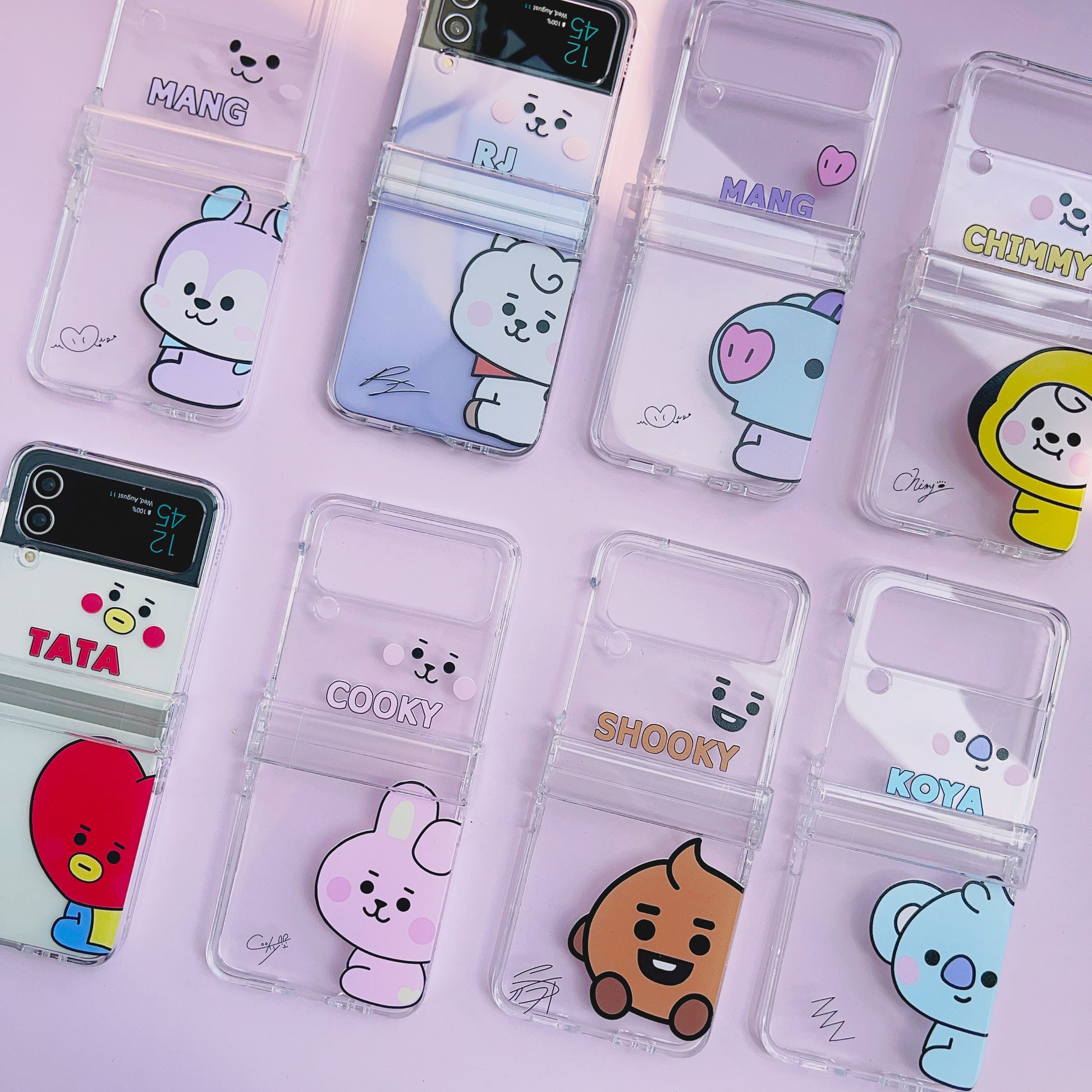 BT21 Phone case Samsung Galaxy Zflip 5 / 4 / 3 BTS phone case kpop custom bt21 bangtan phonecase gift for army fans, case tata, meng, chimmy