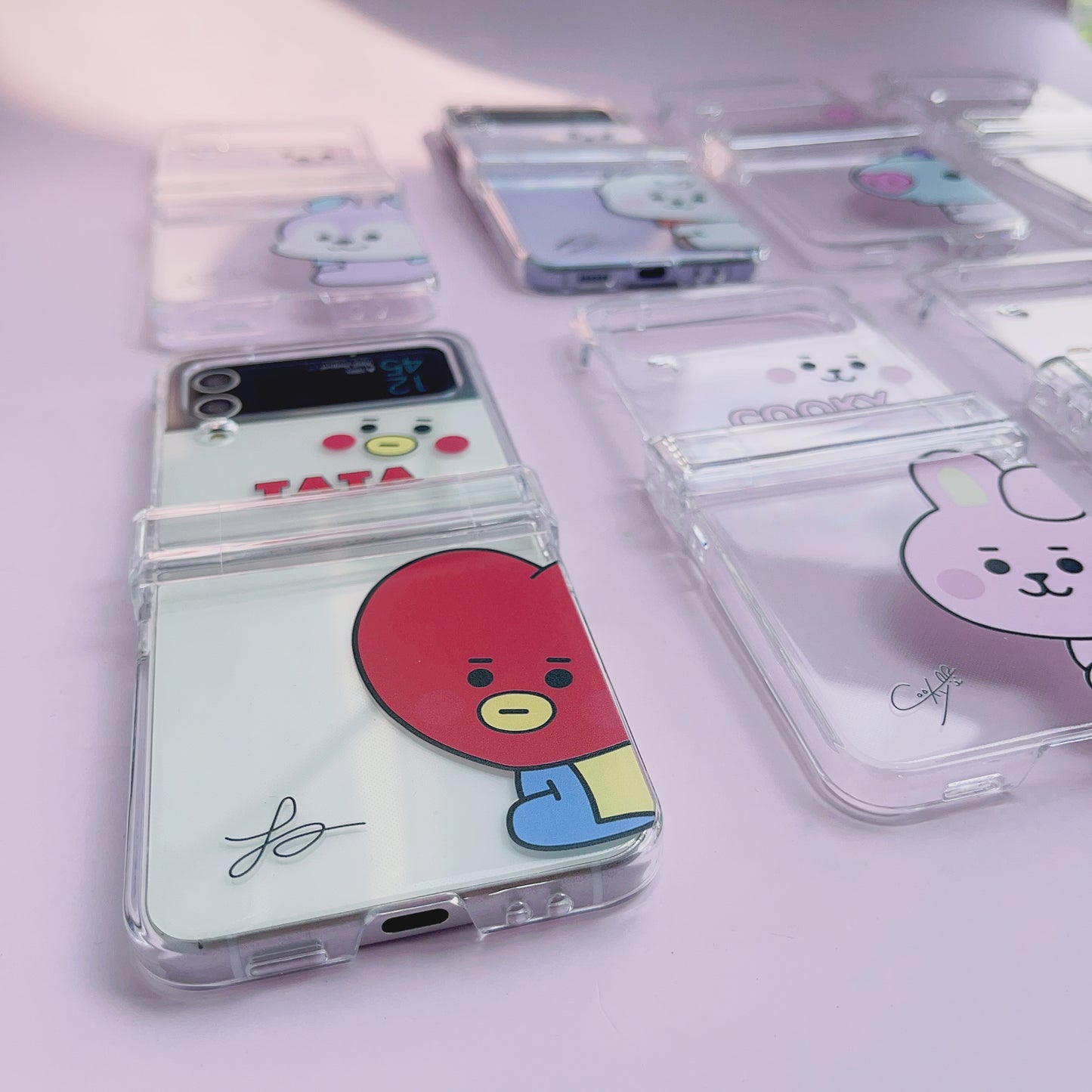 Tsuvishop BT21 Phone case Samsung Galaxy Zflip 5 / 4 / 3 BTS phone case kpop custom bt21 bangtan phonecase gift for army fans, case tata, meng, chimmy, cookie, koya, RJ