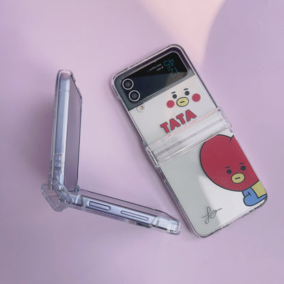 Tsuvishop BT21 Phone case Samsung Galaxy Zflip 5 / 4 / 3 BTS phone case kpop custom bt21 bangtan phonecase gift for army fans, case tata, meng, chimmy, cookie, koya, RJ