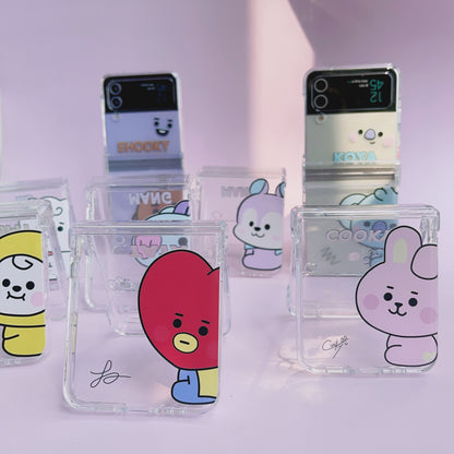 Tsuvishop BT21 Phone case Samsung Galaxy Zflip 5 / 4 / 3 BTS phone case kpop custom bt21 bangtan phonecase gift for army fans, case tata, meng, chimmy, cookie, koya, RJ