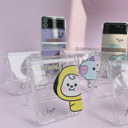 Tsuvishop BT21 Phone case Samsung Galaxy Zflip 5 / 4 / 3 BTS phone case kpop custom bt21 bangtan phonecase gift for army fans, case tata, meng, chimmy, cookie, koya, RJ