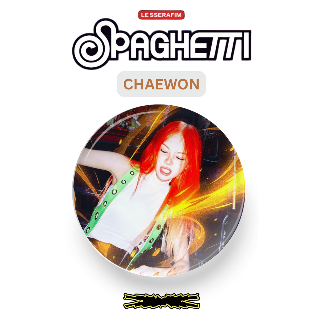 LE SSERAFIM Spaghetti Button Pin Badge (1.5" Diameter): KPOP Merch Pin Backs Tsuvishop K-POP Merch Shop