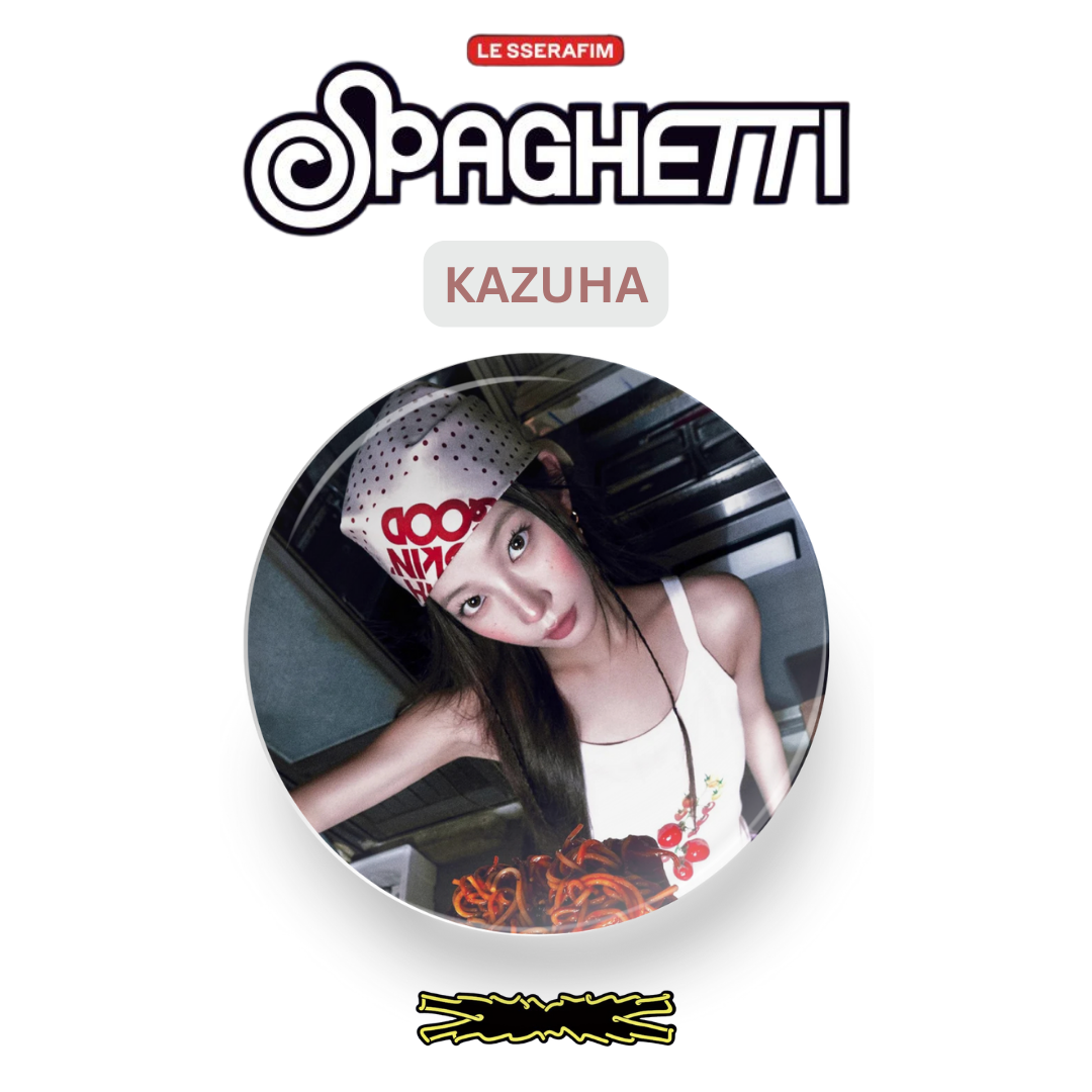 LE SSERAFIM Spaghetti Button Pin Badge (1.5" Diameter): KPOP Merch Pin Backs Tsuvishop K-POP Merch Shop