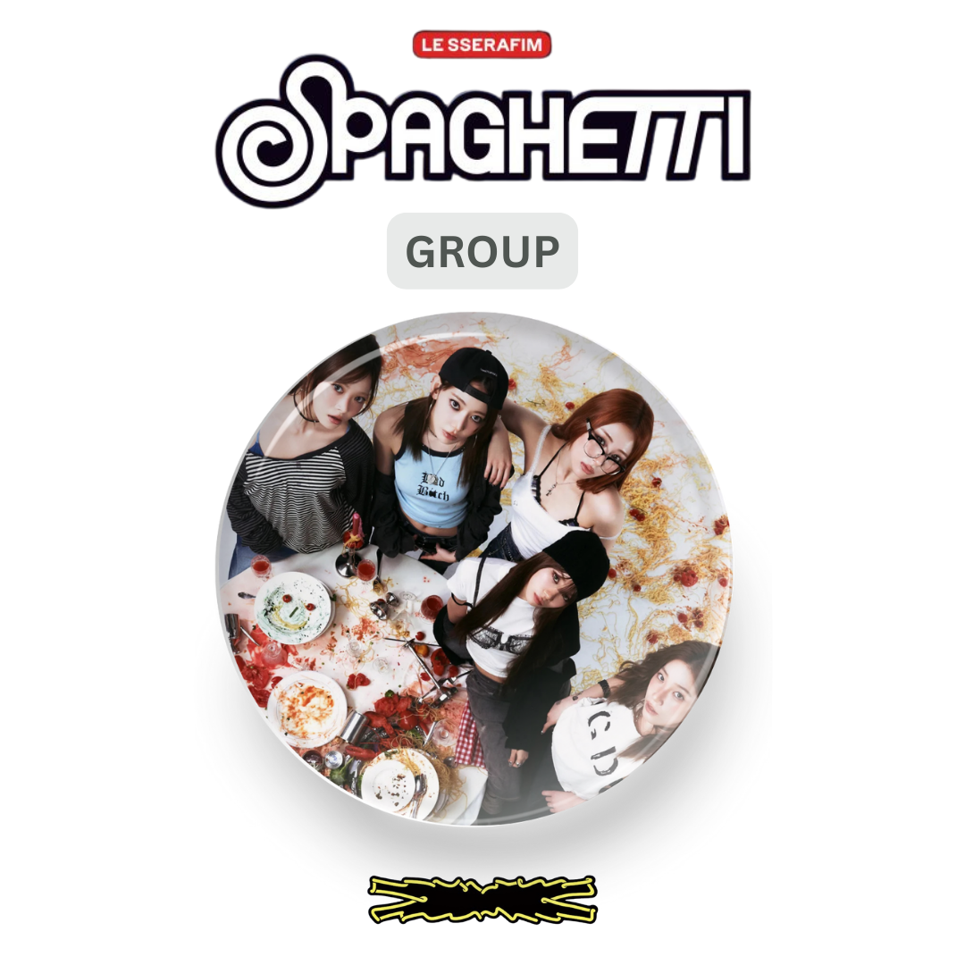 LE SSERAFIM Spaghetti Button Pin Badge (1.5" Diameter): KPOP Merch Pin Backs Tsuvishop K-POP Merch Shop