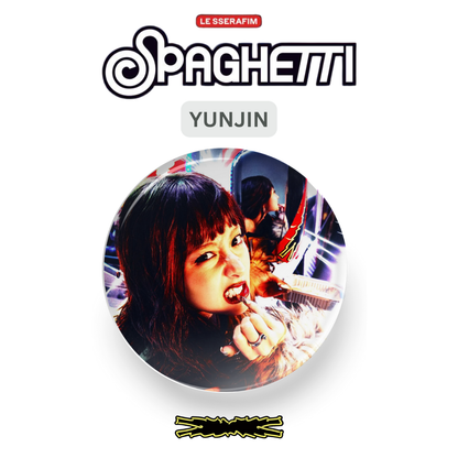 LE SSERAFIM Spaghetti Button Pin Badge (1.5" Diameter): KPOP Merch Pin Backs Tsuvishop K-POP Merch Shop