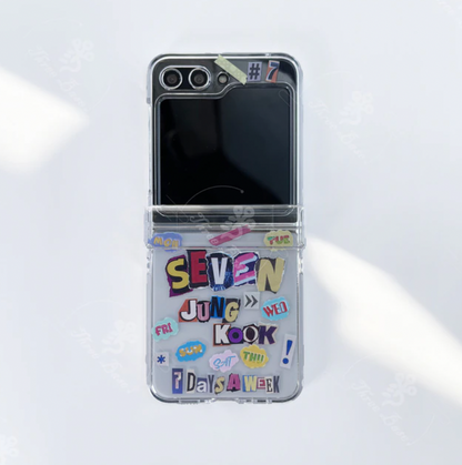 BTS Jungkook Seven Phone case Samsung Galaxy Z flip 5/3/4 Jungkook phonecase bts army fans gift for bts jungkook keychain lanyard jungkook