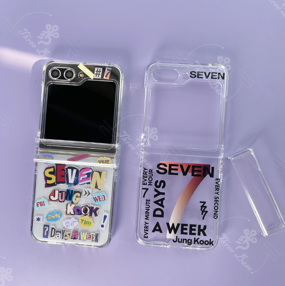 Tsuvishop BTS Jungkook Seven Phone case Samsung Galaxy Z flip 5/3/4 Jungkook phonecase bts army fans gift for bts jungkook keychain lanyard jungkook