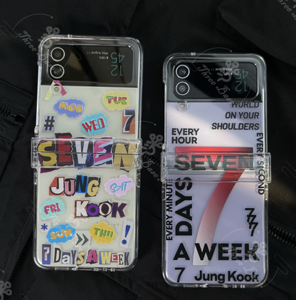 Tsuvishop BTS Jungkook Seven Phone case Samsung Galaxy Z flip 5/3/4 Jungkook phonecase bts army fans gift for bts jungkook keychain lanyard jungkook
