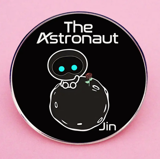 Our K-pop BTS Jin Astronaut Metal Pin Badge! Made of durable metal. Check out our kpop pin collection at Tsuvishop. Offers International shipping.