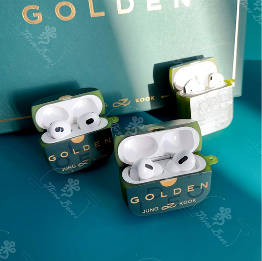 Tsuvishop BTS Jungkook Golden keychain airpods case bts fan gift kpop earphone Case bts jungkook phone case for iphone airpods samsung buds keychain