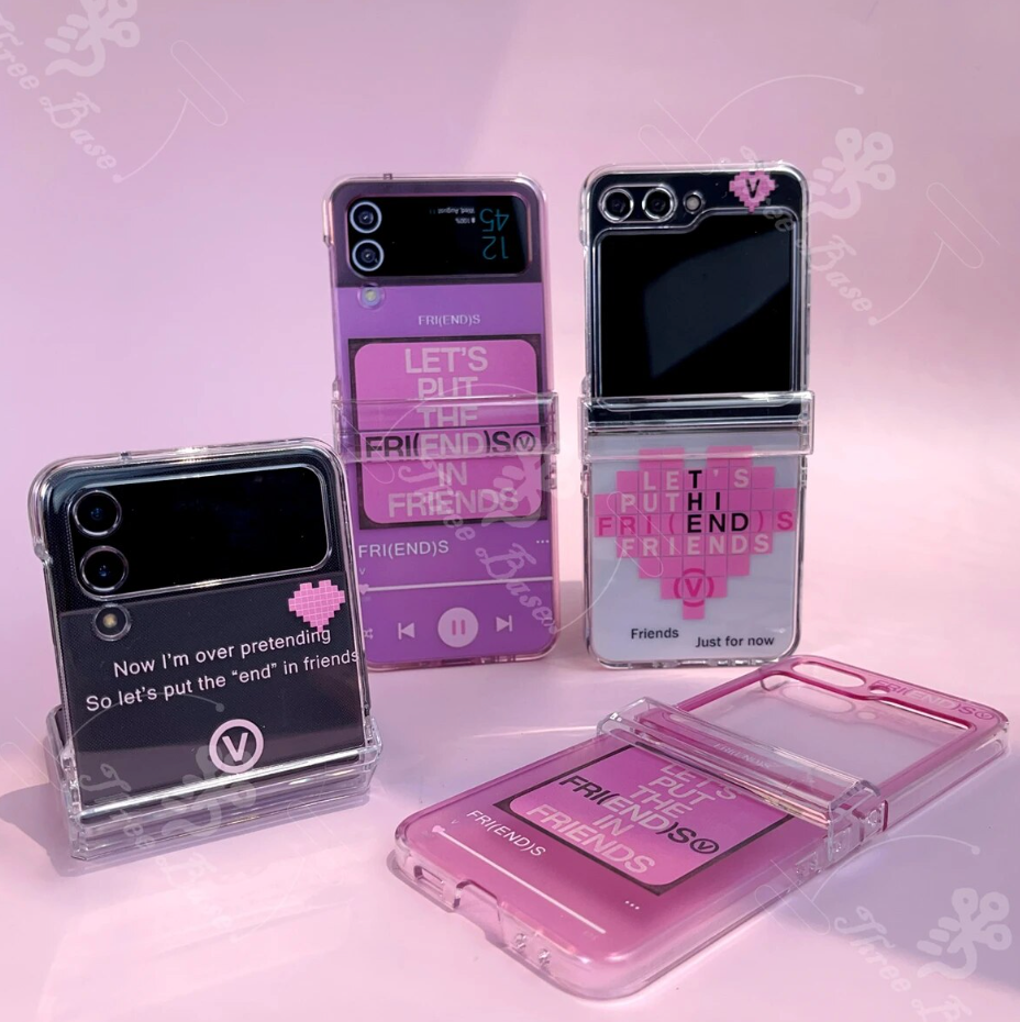 Tsuvishop Galaxy Zflip BTS Taehyung Friends Pink Gradient Phone case bts phonecase taehyung army fan gift | V Friends Merch galaxy 3/ 4/ 5 phone case