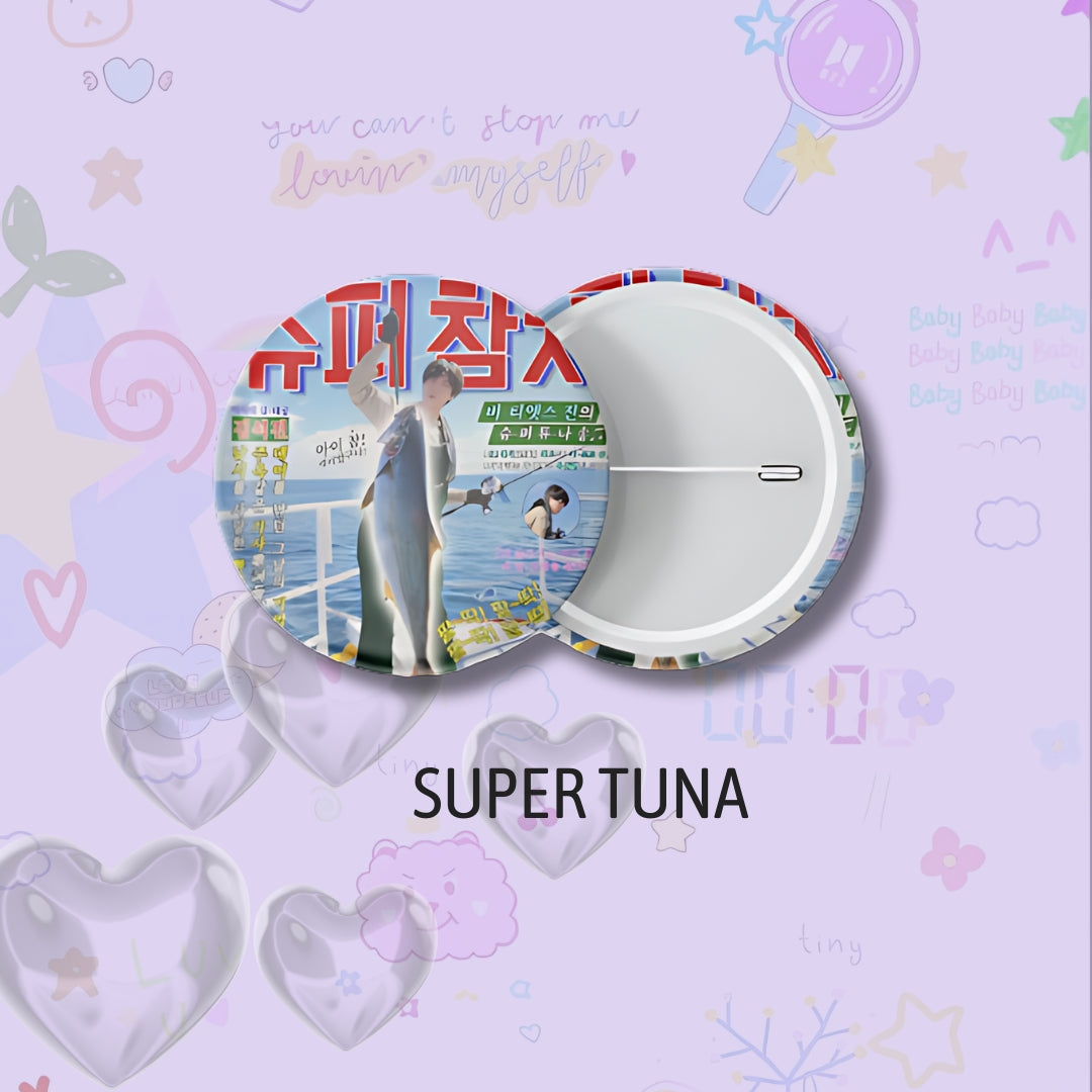 BTS Solo Album Cover Pin Badge, BTS jin super tuna badge pin tsuvishop