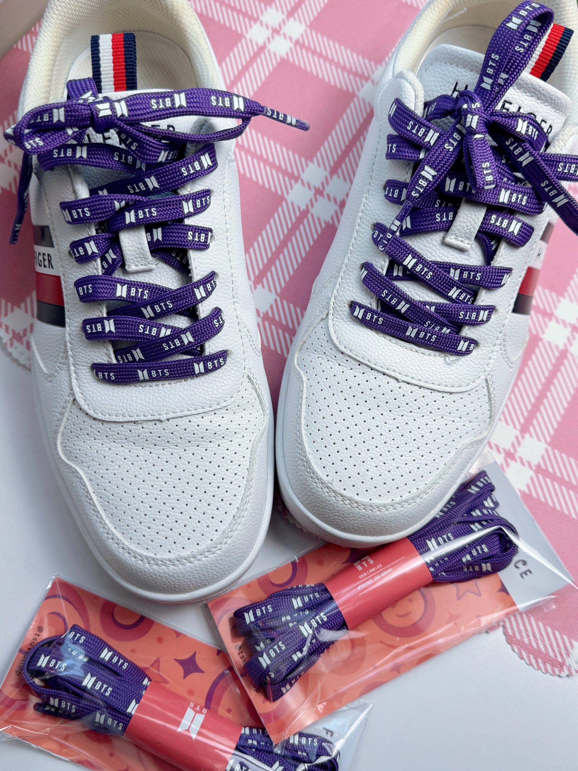 BTS Shoelaces Merch 8mm Flat Laces (120cm) for Sneakers, Boots & Streetwear for Kpop Fans ARMYs, BTS Merch Borahae Festa Laces Tsuvishop