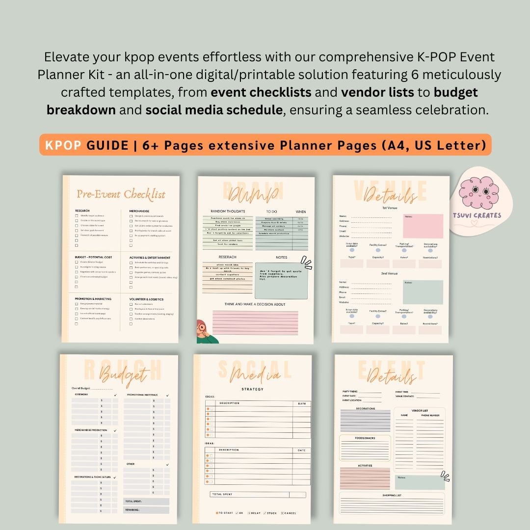 organising kpop cupsleeve event planner template