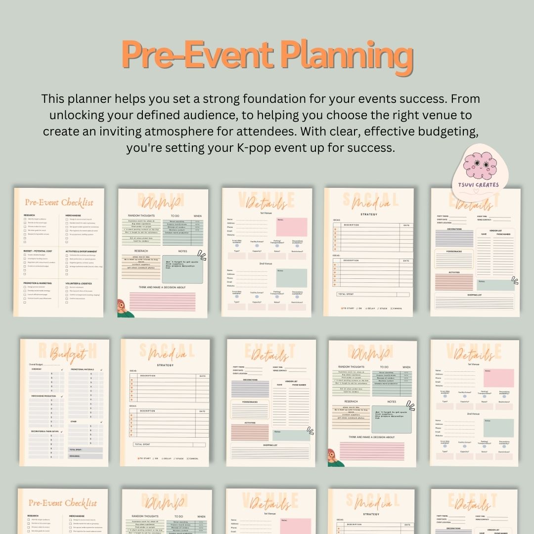 organising kpop cupsleeve event planner template