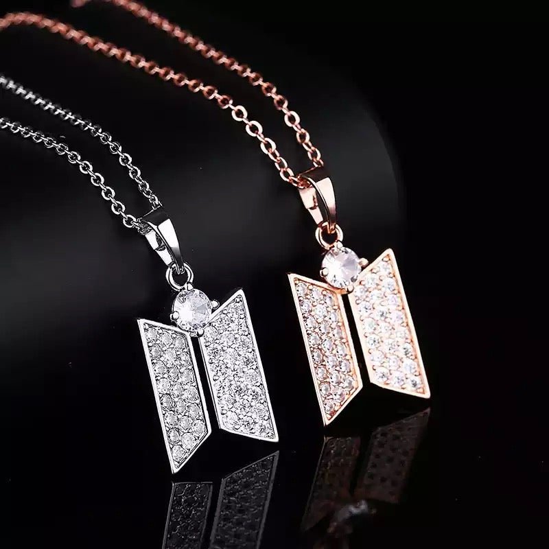 kpop bts army diamond silver necklace logo korean bangtan jewellery tsuvishop kpopstore